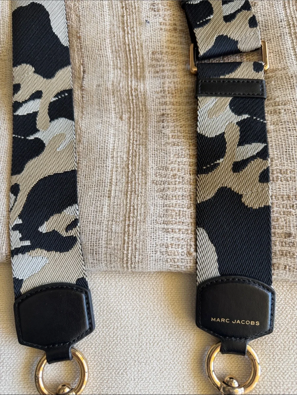 Marc Jacobs Black, Tan & Cream Camouflage Adjustable Bag Strap